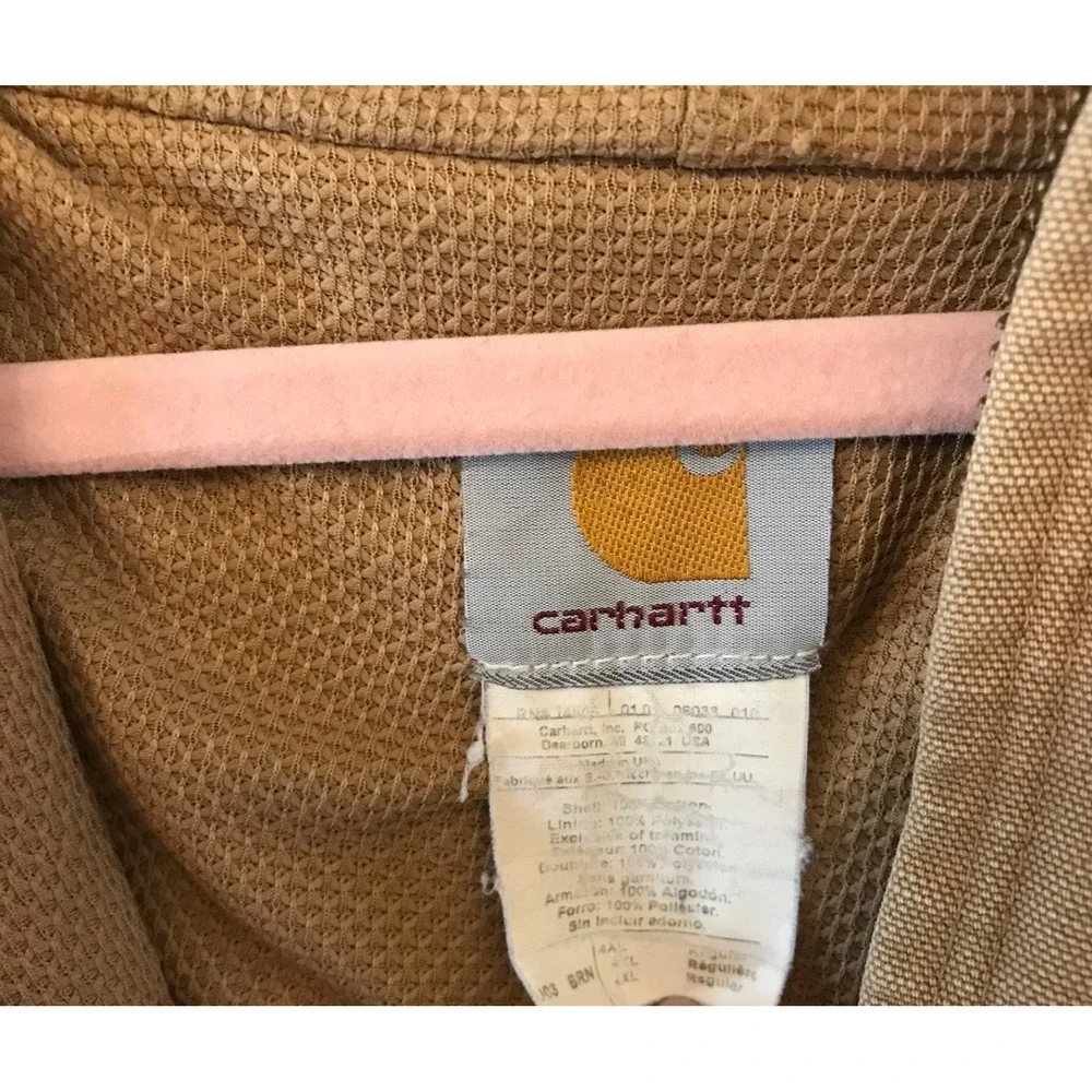 Vintage Carhartt J03 Hooded‎ Jacket Brown 4XL Thermal Lined USA Union Made